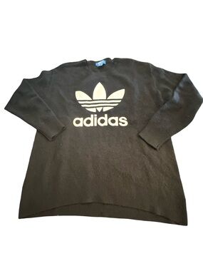 Adidas Originals Oversized Trefoil Knit Sweater Black - Size XS